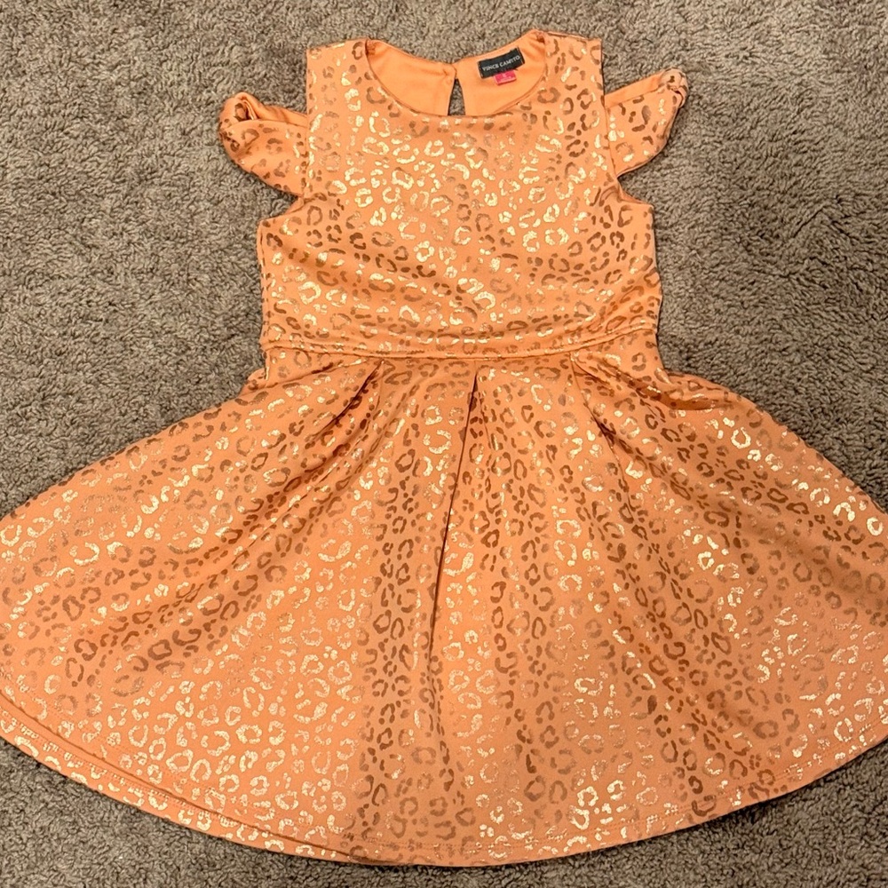 Vince Camuto Girls Size 6 Dress Leopard Print Gold Foil Party Dress
